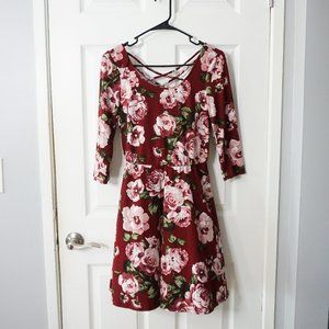 2/$10 - By x By Burgundy Floral Dress